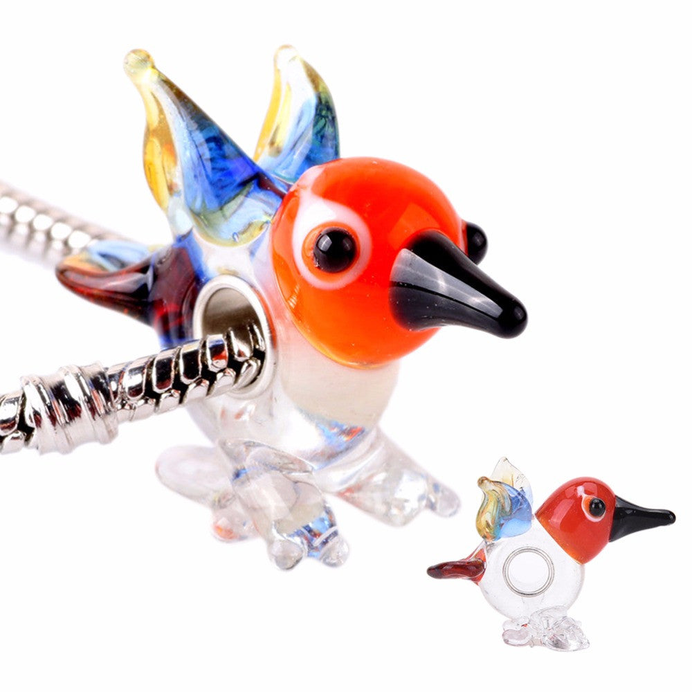 DIY Jewelry Glass Bead Animals Bird Charm Sterling Silver Core For Bracelet Charms Fit Women Bracelets   Bangles EF8