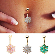 Dangle Navel Body Jewelry Piercings Tassel Flower Cubic Zirconia Belly Button Ring Navel Bar Barbell Body Piercing Jewelry  EF8