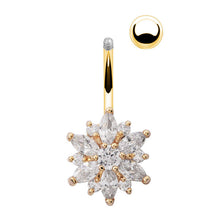 Dangle Navel Body Jewelry Piercings Tassel Flower Cubic Zirconia Belly Button Ring Navel Bar Barbell Body Piercing Jewelry  EF8