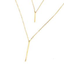 Double Layer Bar Stick Necklace   Pendant Simple Metal Gold Layered Tassels Pendant Long Necklace EF8