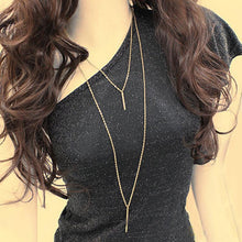 Double Layer Bar Stick Necklace   Pendant Simple Metal Gold Layered Tassels Pendant Long Necklace EF8