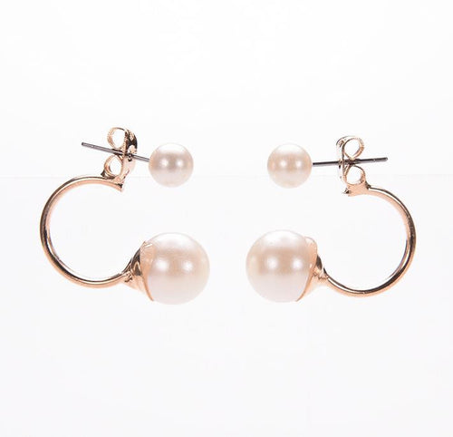 Double Pearl Earrings For Ladies Wedding Jewelry Style Women Stud Earrings EF8