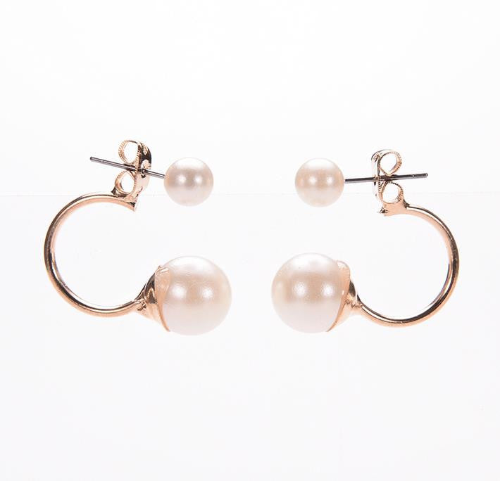 Double Pearl Earrings For Ladies Wedding Jewelry Style Women Stud Earrings EF8