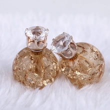Double Side Ball Crystal Pearl Pattern Stud Earrings For Women Brincos 8 Colors Women Earring Jewelry EF8
