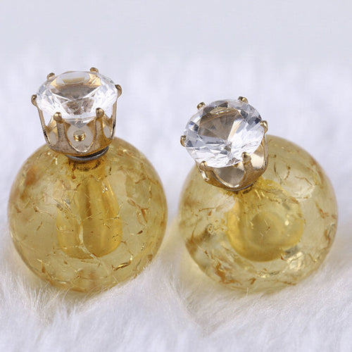 Double Side Ball Crystal Pearl Pattern Stud Earrings For Women Brincos 8 Colors Women Earring Jewelry EF8
