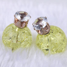 Double Side Ball Crystal Pearl Pattern Stud Earrings For Women Brincos 8 Colors Women Earring Jewelry EF8