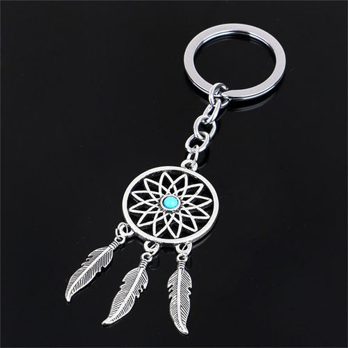 Dream Catcher Feather Tassels Tone Key Chain Silver Color Keyring Keychain Gift For Women s EF8