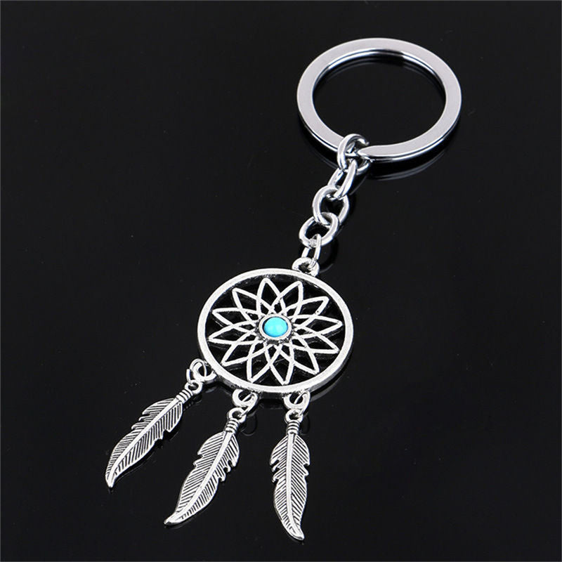 Dream Catcher Feather Tassels Tone Key Chain Silver Color Keyring Keychain Gift For Women s EF8