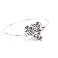 Durable Retro Silver Turquoise Bead Elephant Hindu Ganesha Bracelet Bangle Cuff EF8