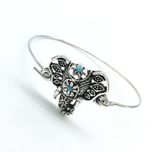 Durable Retro Silver Turquoise Bead Elephant Hindu Ganesha Bracelet Bangle Cuff EF8