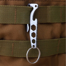 EDC Bottle Opener Keychain Gadget Multi-function Outdoor Pocket Tool Pry Bar Hex Key Wrench Stainless Steel EF8