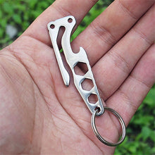 EDC Bottle Opener Keychain Gadget Multi-function Outdoor Pocket Tool Pry Bar Hex Key Wrench Stainless Steel EF8
