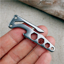 EDC Bottle Opener Keychain Gadget Multi-function Outdoor Pocket Tool Pry Bar Hex Key Wrench Stainless Steel EF8