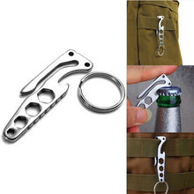 EDC Bottle Opener Keychain Gadget Multi-function Outdoor Pocket Tool Pry Bar Hex Key Wrench Stainless Steel EF8