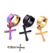 Ear Accessories 4Colors s Titanium Steel Ear Clip Women Men Cross Shaped Ear Stud Earrings EF8