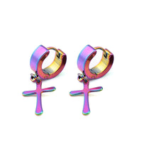Ear Accessories 4Colors s Titanium Steel Ear Clip Women Men Cross Shaped Ear Stud Earrings EF8