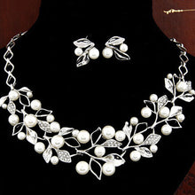 Earrings Necklaces Jewelry Sets Elegant Necklace cherry crystal Earrings Silver Plate Imitation Pearl Beads FO EF8
