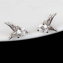 Elegant Angel Wings Crystal Ear Stud Earrings Womens Silver Plated Jewelry EF8