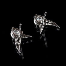 Elegant Angel Wings Crystal Ear Stud Earrings Womens Silver Plated Jewelry EF8