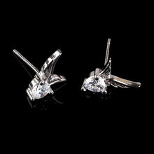 Elegant Angel Wings Crystal Ear Stud Earrings Womens Silver Plated Jewelry EF8