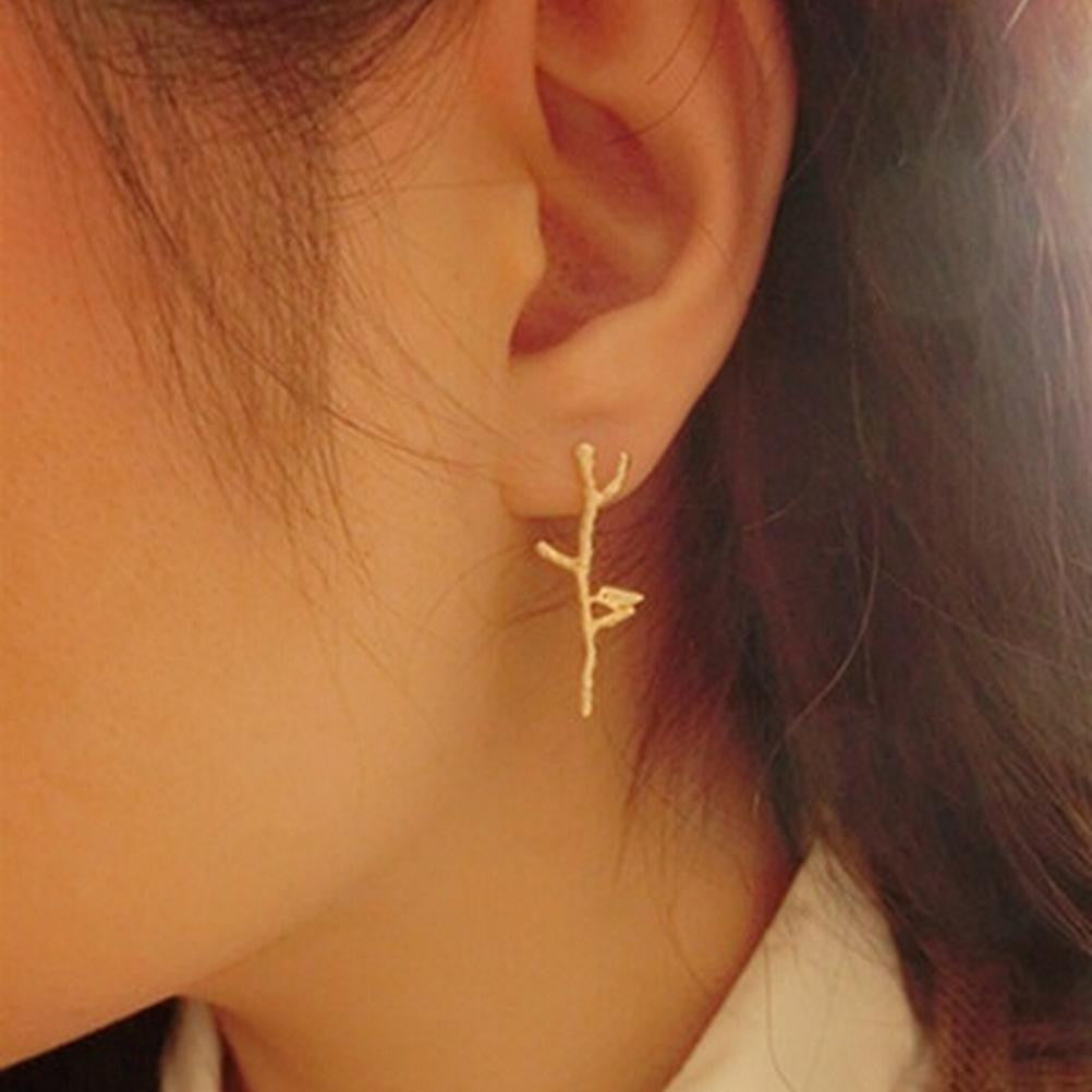Elegant Bird Tree Branch Shaped Alloy Woman Earrings Gold Sliver Plated Jewelry Accessories EF8