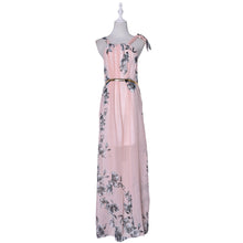 Elegant Casual Boho Party Dresses Style Women Long Dress O Neck Floral Print Chiffon Maxi Dress Vestidos With Belt EF8