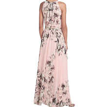 Elegant Casual Boho Party Dresses Style Women Long Dress O Neck Floral Print Chiffon Maxi Dress Vestidos With Belt EF8