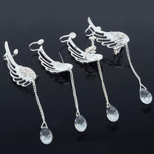 Elegant Crystal Pendant Earrings Long Angel Wing Drop Dangle Earrings For Women  EF8