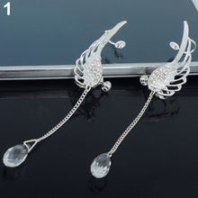 Elegant Crystal Pendant Earrings Long Angel Wing Drop Dangle Earrings For Women  EF8