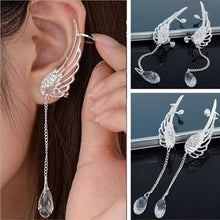 Elegant Crystal Pendant Earrings Long Angel Wing Drop Dangle Earrings For Women  EF8