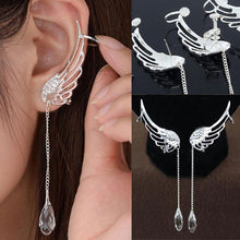 Elegant Crystal Pendant Earrings Long Angel Wing Drop Dangle Earrings For Women  EF8