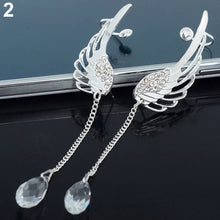 Elegant Crystal Pendant Earrings Long Angel Wing Drop Dangle Earrings For Women  EF8