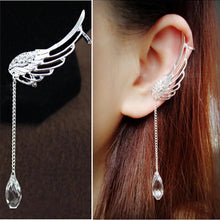 Elegant Crystal Pendant Earrings Long Angel Wing Drop Dangle Earrings For Women  EF8