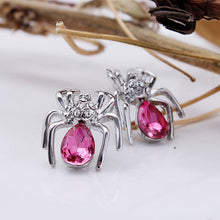 Elegant Crystal Zircon Spider Stud Earrings Women Jewelry 6 Colors Chic Rhinestone Insect Earrings EF8