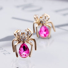 Elegant Crystal Zircon Spider Stud Earrings Women Jewelry 6 Colors Chic Rhinestone Insect Earrings EF8