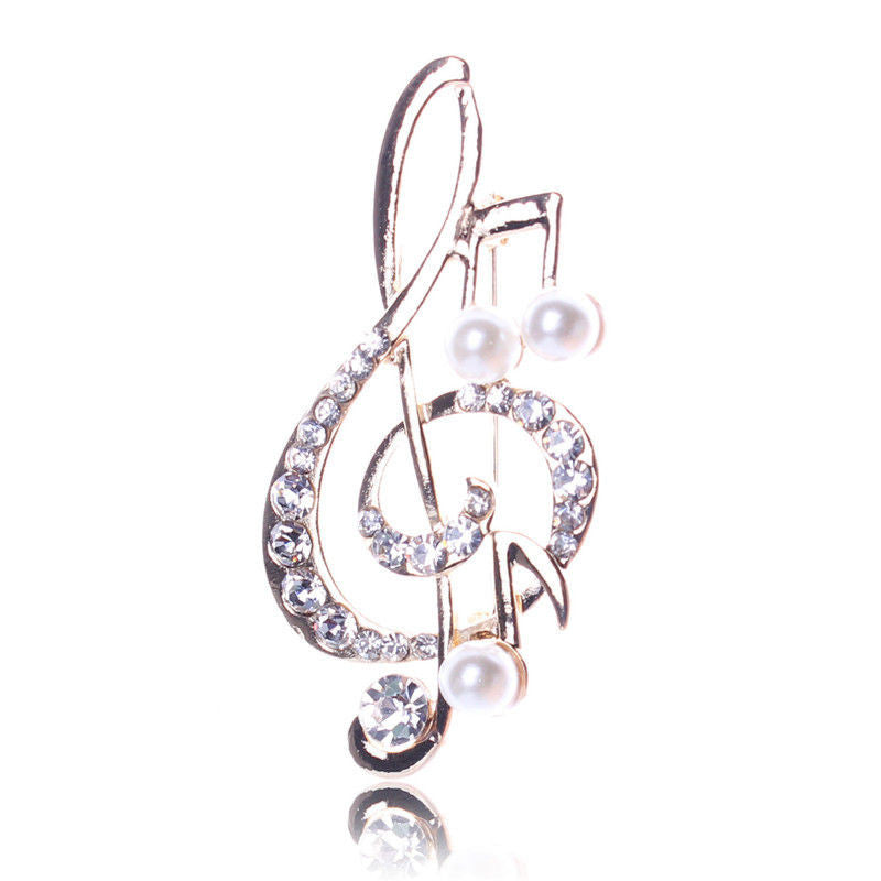 Elegant Music Note High-Grade Lovely Crystal Brooch Jewelry Rhinestone Pin  EF8