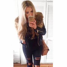 Elegant faux fur coat Women VSleeve Thick Warm Faux Fur Collar Coat Outerwear Long Hair Leather Jacket Ladies Parka Overcoat EF8
