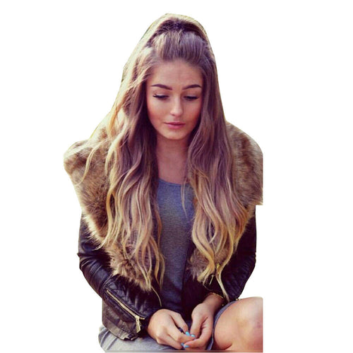 Elegant faux fur coat Women VSleeve Thick Warm Faux Fur Collar Coat Outerwear Long Hair Leather Jacket Ladies Parka Overcoat EF8