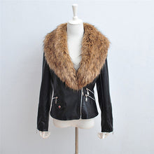 Elegant faux fur coat Women VSleeve Thick Warm Faux Fur Collar Coat Outerwear Long Hair Leather Jacket Ladies Parka Overcoat EF8