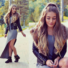 Elegant faux fur coat Women VSleeve Thick Warm Faux Fur Collar Coat Outerwear Long Hair Leather Jacket Ladies Parka Overcoat EF8