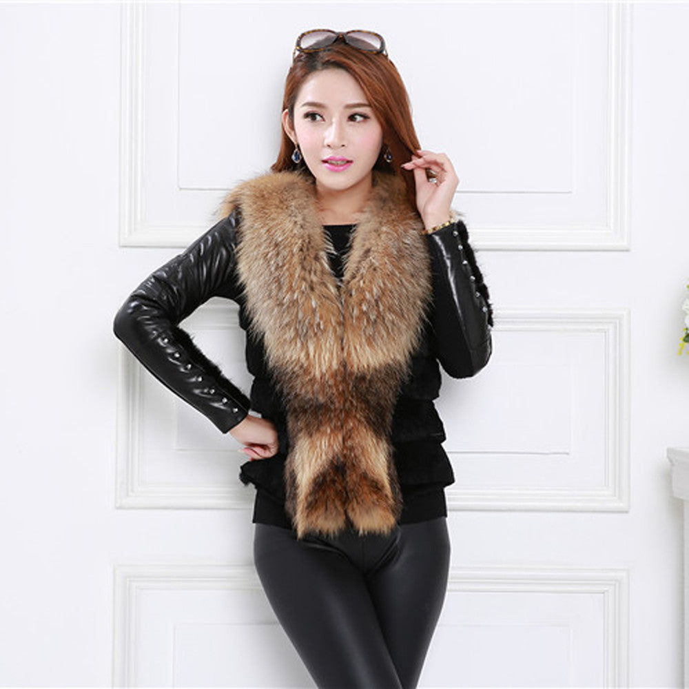 Elegant faux fur coat Women VSleeveless Thick Warm Faux Fur Collar Coat Outerwear Long Hair Jacket Waistcoat Ladies Jacket EF8
