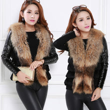 Elegant faux fur coat Women VSleeveless Thick Warm Faux Fur Collar Coat Outerwear Long Hair Jacket Waistcoat Ladies Jacket EF8