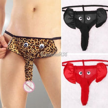 Elephant Thong Men G-String Thong Novelty Sexy Leopard Black Red Penis Pouch Underwear EF8