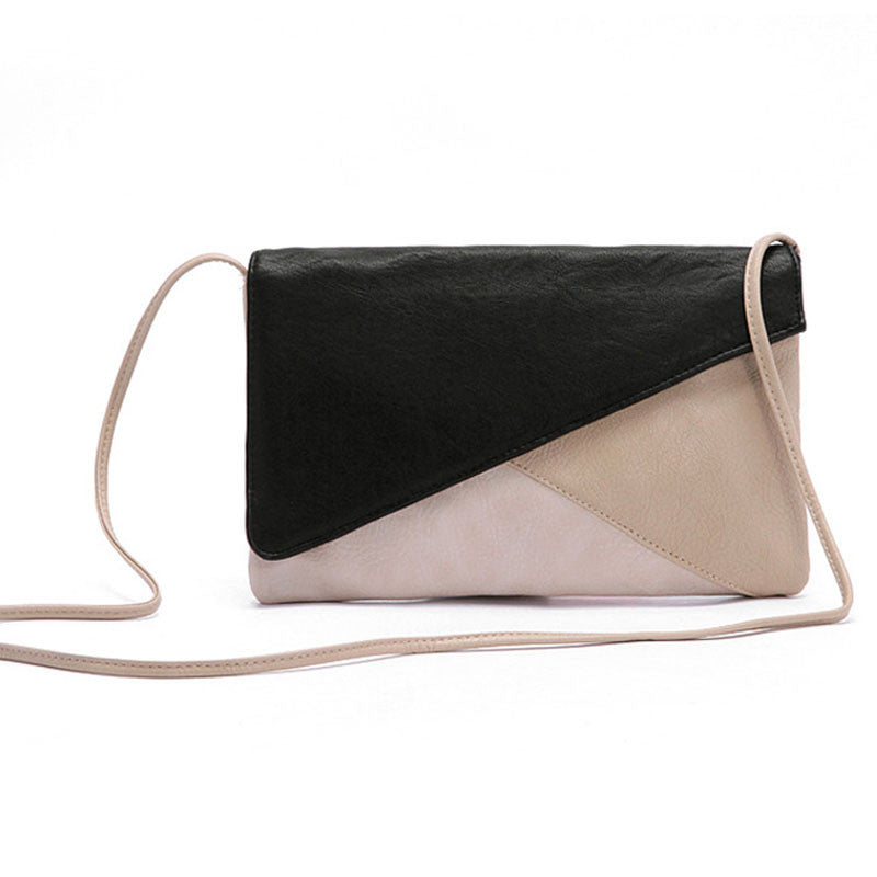 European and American Women Handbag Fashion Patchwork Lady Clutches Panelled PU Leather Solid Shoulder Bags Envelope EF8