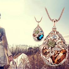 Exaggerated Long Sweater Necklaces Jewelry For Women 18k Gold Crystal Teardrop Ear Of Wheat Pendant Necklaces EF8
