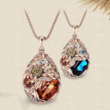 Exaggerated Long Sweater Necklaces Jewelry For Women 18k Gold Crystal Teardrop Ear Of Wheat Pendant Necklaces EF8