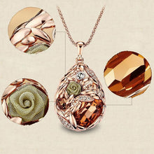 Exaggerated Long Sweater Necklaces Jewelry For Women 18k Gold Crystal Teardrop Ear Of Wheat Pendant Necklaces EF8