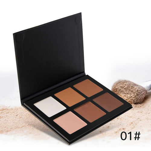 FEIYISUOSHI 6 Colors Contour Palette Powder Professional Face Concealer Primer Bronzer Highlighter Contouring Makeup Base Tool EF8