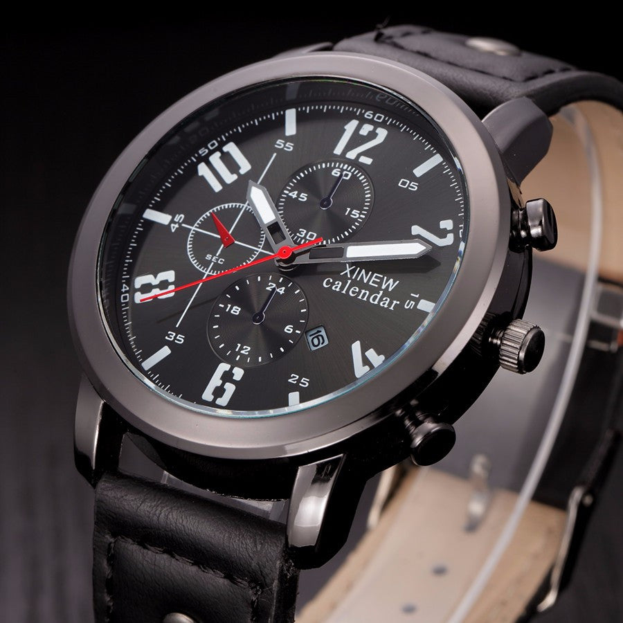 Fabulous XIMen's Leather Stainless Steel Sport Analog Quartz Date Wrist Watch Waterproof Watches Relogio Masculino EF8