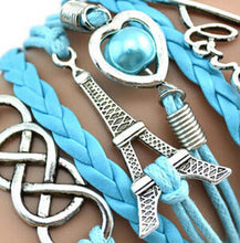 Factory Price Heart Eiffel Tower Bracelet Jewelry S PU Leather Pearl Double Infinite Multilayer Bracelets EF8